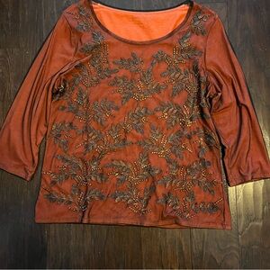 Coldwater Creek mesh over lay top. Size large.